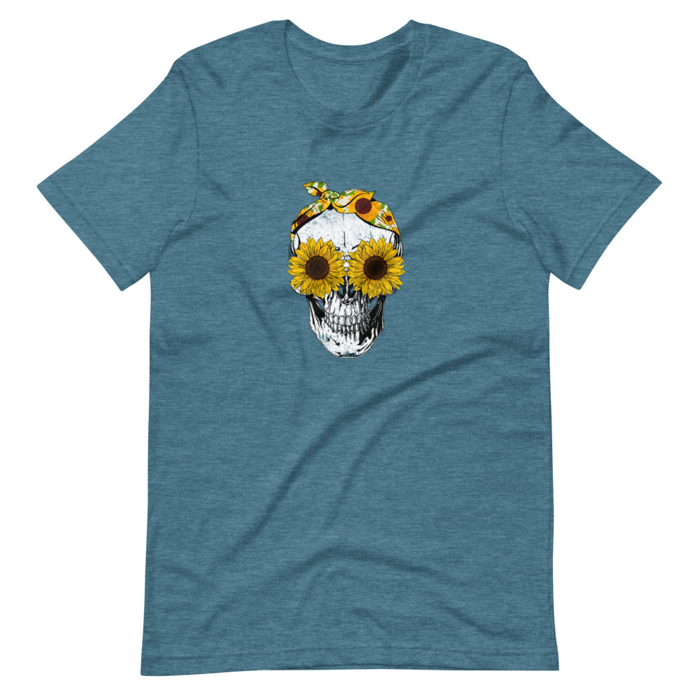 Sunflower Skull Tee Shirt (6149695176859)