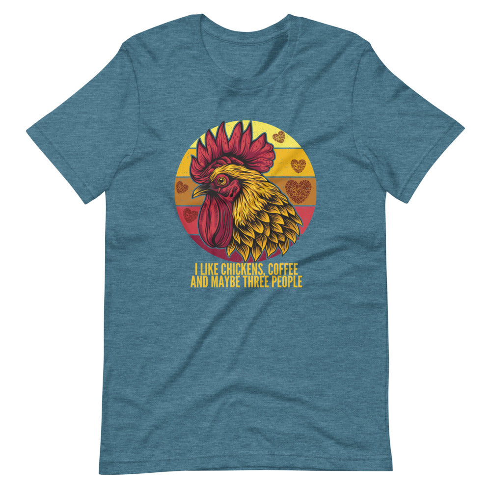 I Like Coffee, Chickens And 3 People Tee Shirt (6162036326555)