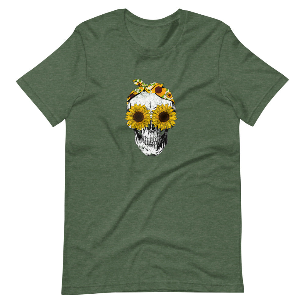 Sunflower Skull Tee Shirt (6149695176859)