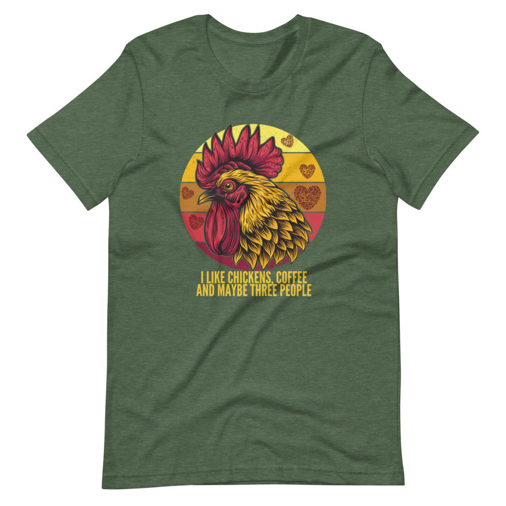 I Like Coffee, Chickens And 3 People Tee Shirt (6162036326555)