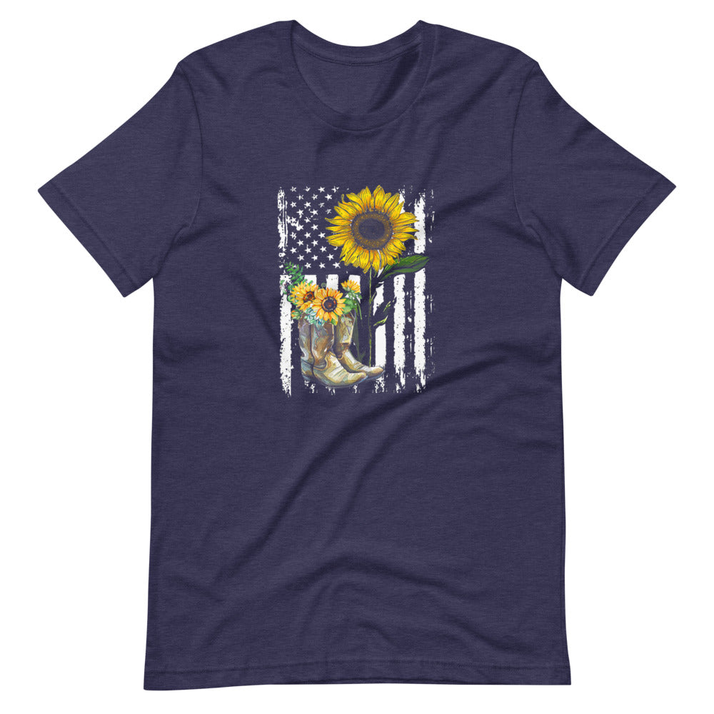 Boots, Flag and Sunflower Tee Shirt (6149678530715)
