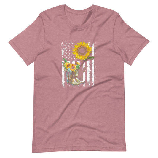 Boots, Flag and Sunflower Tee Shirt (6149678530715)