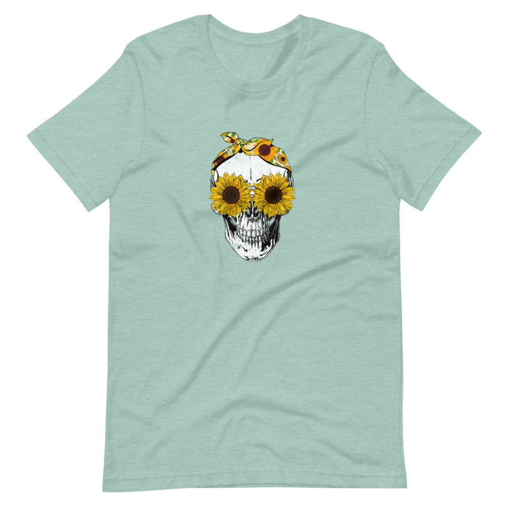 Sunflower Skull Tee Shirt (6149695176859)