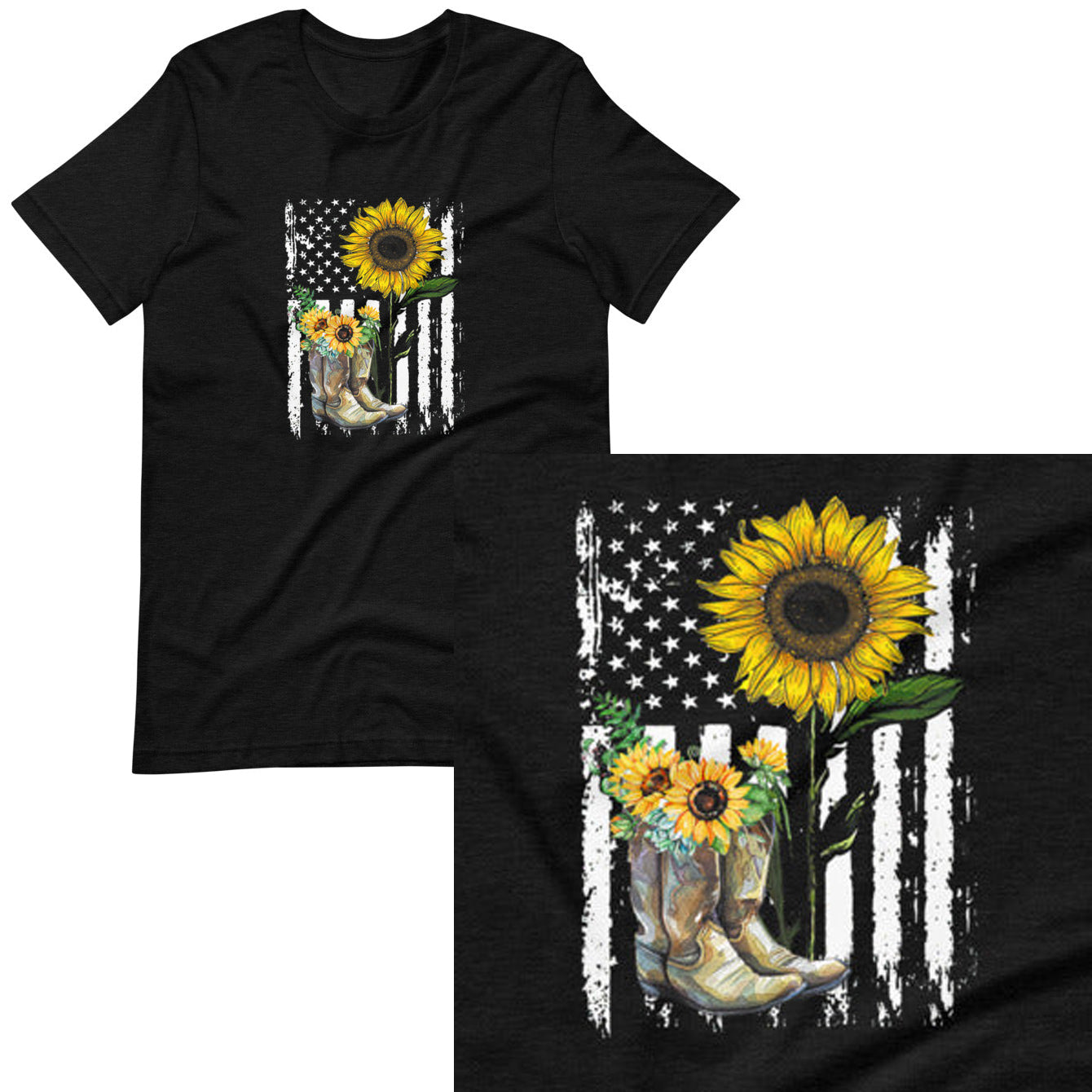Boots, Flag and Sunflower T-shirt