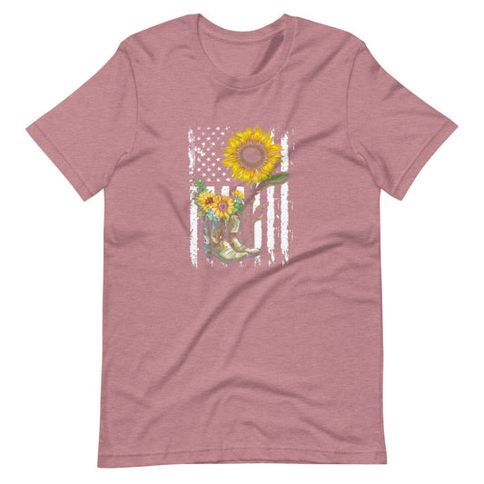 Boots, Flag and Sunflower Tee Shirt (6149678530715)